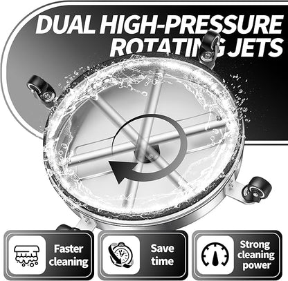15" Pressure Washer Surface Cleaner with 4 Wheels - Stainless Steel Surface Cleaner for Pressure Washer Attachment for Concrete, Patio, Sidewalk, Deck, Driveways and Daily Washing - PWS 15