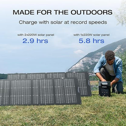 EF ECOFLOW Solar Generator DELTA2 with 220W Solar Panel, LFP(LiFePO4) Battery, Fast Charging, Portable Power Station for Home Backup Power, Camping & RVs