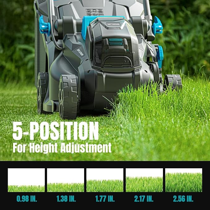 Electric Lawn Mower with Brushless Motor, 20V 13.2 inch Cordless Lawn Mower with 5-Position Cutting Height Adjustment, 2x4.0Ah Battery and Charger Included