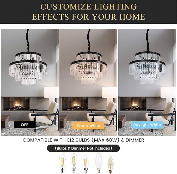 VACILL Black Crystal Chandelier