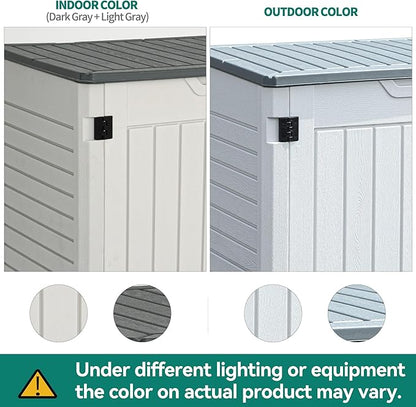 YITAHOME 35 Cu Ft Horizontal Weatherproof Storage Shed Without Shelves, Outdoor Lockable Resin Unit for Tools and Gear, Simple Assembly (Light Gray)