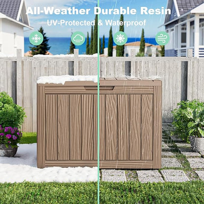 45 GallonOutdoor Storage Box,Resin Deck Boxes Waterproof, IndoorOutdoor Bin for Package Delivery, Patio Cushions, Gardening Tools, Lockable, UV Resistant