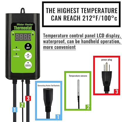 240V 3500W Fully Submersible, Electric Hot Tub & Swimming Pool Immersion Water Heater with Temp Control & GFCI for Baptismal Pool, Baptistry, Above Ground Pool, Inflatable Pool & spa tub