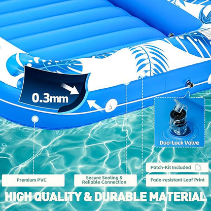 Pool Floats Inflatable Tanning Pool Lounger Float, 71" x 48" Large Pool Floats Adult with Pillow & Drink Holder,Sunbathing Water Lounge Floaties Tub Raft for Lake, Backyard, Beach Pool Party