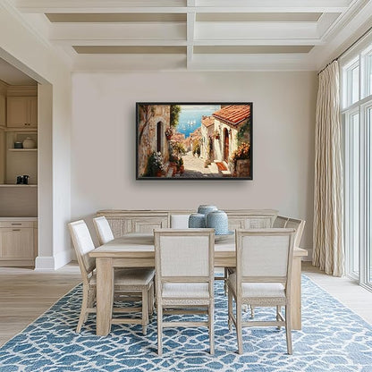 Olivine Italy Large Wall Art, Tuscany Pictures Wall Decor, Coastal Scenery Painting, Vintage Canvas Prints, Framed Artwork for Dining Room Living Room Bedroom Bathroom Office Home Decor 36"x24"