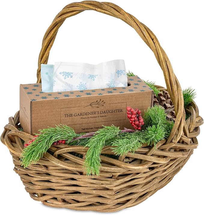 The Gardener's Daughter Compostable Trash Bags - 13 Gallon, 30 Count, Extra Strength, White, Drawstring Kitchen Waste Bag, BPI and TUV Certified, OK Home Compostable - (Winter’s Grace)