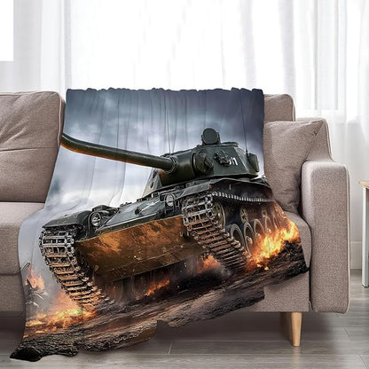Tijuboni Military Tank Throw Blanket Army Gifts for Boys Men Girls Women Kids Adults Soft Flannel Fleece Blanket for Couch Sofa Bed Home Decor 60"x80"