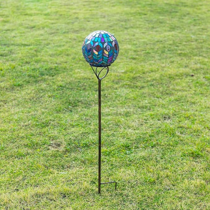 VCUTEKA Solar Lights Outdoor Garden Decor Mosaic Solar Garden Lights Waterproof Glass Ball LED Pathway Stake Light for Landscape Lawn Patio Yard Decoration 6 inch