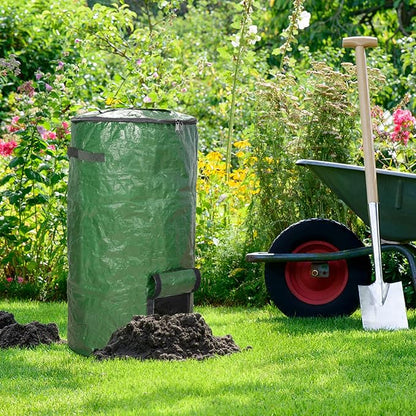 MyLifeUNIT Compost Bins Outdoor, Composting Bin for Outside Garden, Reusable Garden Yard Waste Bag, 34 Gallon (2 Pack, Green)