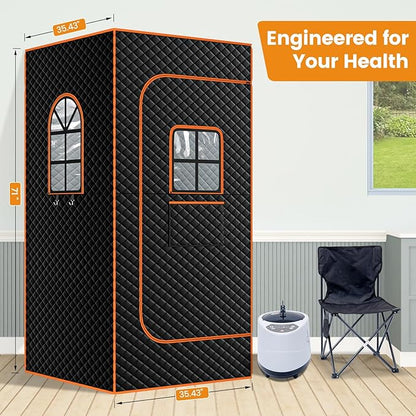 DoCred Portable Sauna for Home, Upgraded Personal Steam Sauna Box with 3L Steamer, Folding Chair, Extra Large Size Foldable Home Sauna, Full Body Sauna Tent for Relaxation Spa