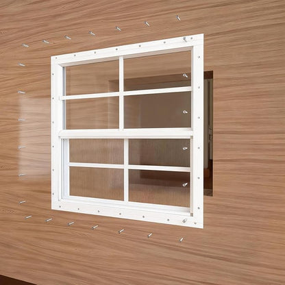 Yuzzy Shed Windows 2 Pack, Chicken Coop Windows 30" x 30" with Tempered Glass and Fiberglass Screen, Flush Mounted Small Window for Shed, Barns, Playhouse, Household, Garage (White)