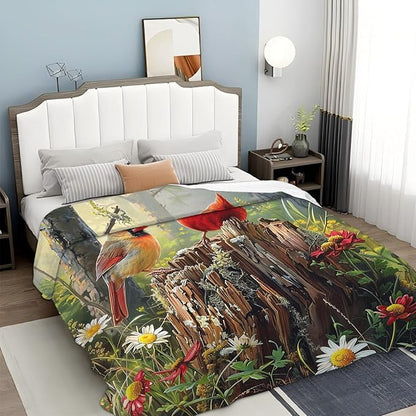 Tijuboni Cardinal Bird Throw Blanket Cardinal Gifts for Girls Boys Women Men Kids Adults Soft Flannel Fleece Blanket for Couch Sofa Bed Home Decor 50"x60"