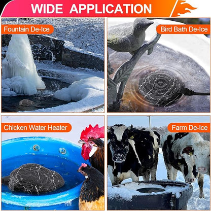 Saillong Bird Bath Deicer Heated Rock, 80W Submersible Utility Decorative De Icer, Thermostatic Controlled Winter Water Heater with Aluminum Base for Outdoor Bird, Chicken, Duck (1 Pack,Black)