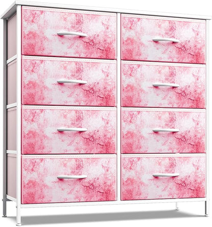 Sorbus Dresser with 8 Drawers - Furniture Storage Chest Tower Unit for Bedroom, Hallway, Closet, Office Organization - Steel Frame, Wood Top, Easy Pull Fabric Bins (8-Drawer, Pink)