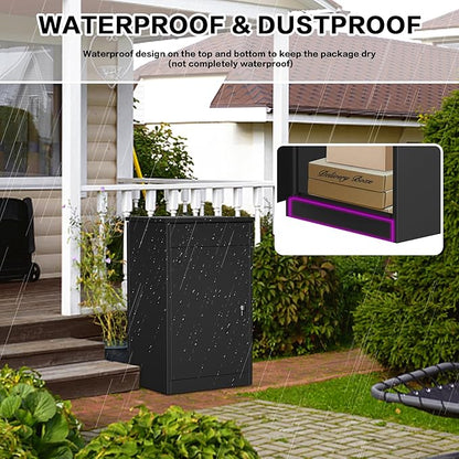 Package Delivery Boxes for Outside,Enlarged Porch Box for Packages with Coded Lock,Large Space,Waterproof,Cold-Rolled Steel Package Lock Box (19.7”x16.1”x33.5”)