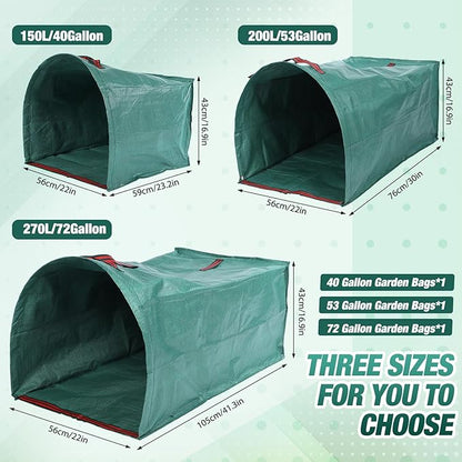 WILLBOND 3 Pcs Yard Waste Bags Large Yard Dustpan Type Garden Bag for Collecting Leaves Reusable Heavy Duty Lawn and Leaf Bag for Parties Laundry, Camping (40, 53, 72 Gallon)
