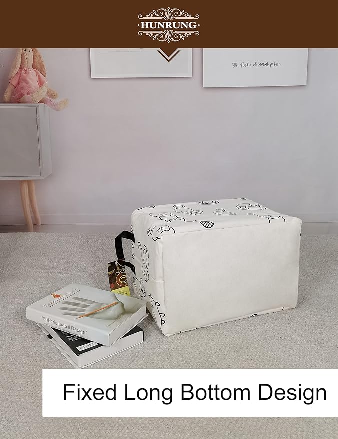 HUNRUNG Rectangle Storage Basket Cute Canvas Organizer Bin for Pet/Children Toys, Books, Clothes Perfect for Rooms/Playroom(REC-Black cat)