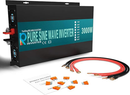 WZRELB 3000watt Pure Sine Wave Inverter 24V DC to 120V AC 60HZ with LED Display Car Inverter Generator (RBP300024B1)