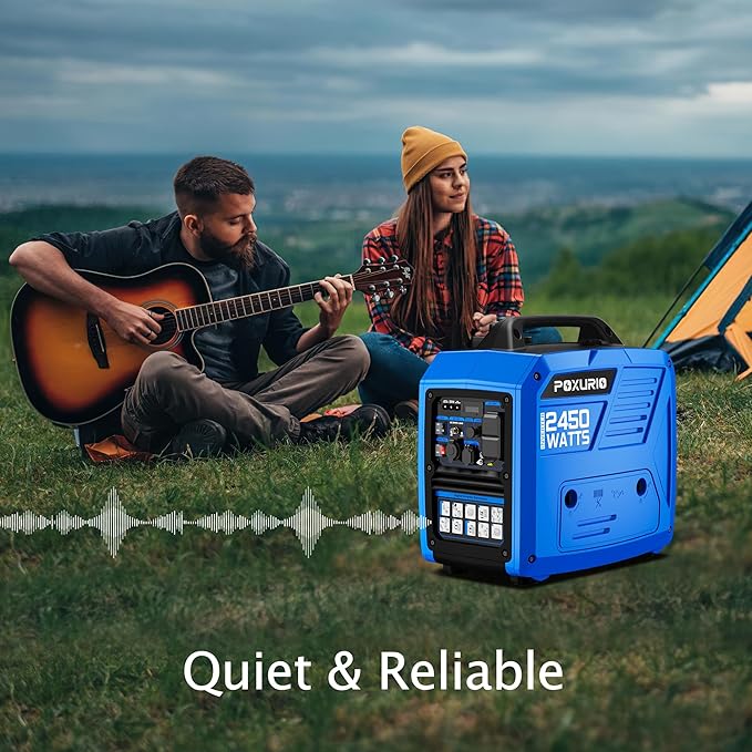 2450-Watt Dual Fuel Inverter Generator for Home Use, 1.6Gallon Large Fuel Tank Up to 8.3 Hours Use, 120V Gas Powered Generator Super Quiet - EPA Compliant