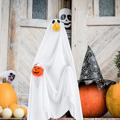 Halloween Goose Outfit Ghost Porch Outfits Yard Clothes Silly Lawn Shirt for 23'' Cement Plastic Duck Decorations