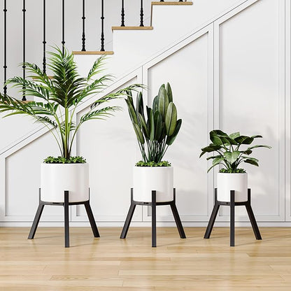 Adjustable Plant Stands Set of 2, Metal Modern Small Plant Holder, Heavy Duty Stable Flower Holder Stand rack for 10-16 Inch Indoor Outdoor Corner Living Room Balcony Office Black PS-007BK-2