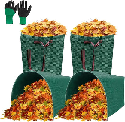 4Pack 40 Gallon Dustpan Type Lawn Bags Reusable Collapsible Heavy Duty Leaf Bags Yard Waste bags Collecting Leaves Lawn Grass Branches