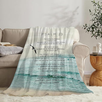 Christian Bible Psalm 23 Throw Blanket - Religious Verse Gifts and Decor for Girls, Women, Men, Kids, Adults - Soft Warm Cozy Fleece for Couch, Sofa, Bed 60"x50"