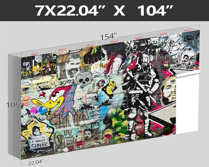 XMPMBM-Graffiti Art backsplash Large Decorative Wallpaper Bedroom Bathroom Nursery Room Wall Mural- W 154" X H 105" L- W 154" X H 105"（112 Square Foot）