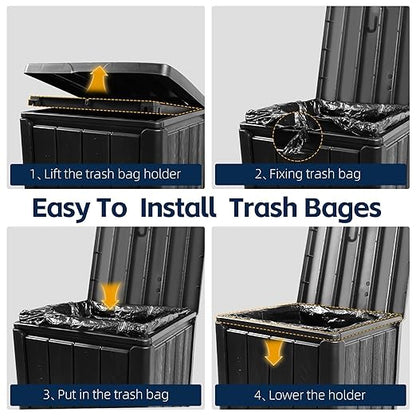 Outdoor Trash Can 23 Gallon Garbage Can with Lid Waterproof Resin Garbage Patio Waste Bin for Garden, Backyard, Deck,Black