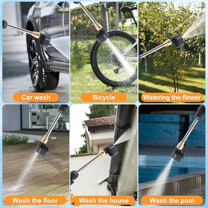Cordless Pressure Washer,500PSI Portable Power Washer with 2 Battery&Charger & 6-in-1 Nozzle,16.4FT Drain Hose,Portable Pressure Washer for Car/Garden/Floor/Yard
