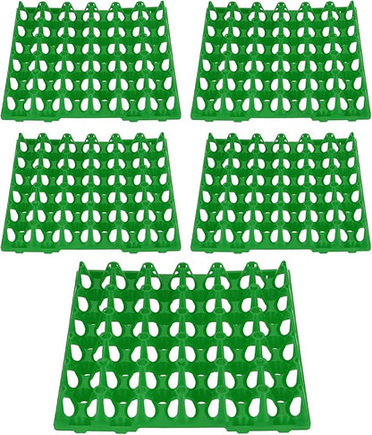 Plastic Egg Flats, Poultry Crates Holder Tray, Extra Large Reusable Stackable: For Chicken Produce, Farm Supplies, Secure Storage Container, 5PCS, 28.7x28.3cm (Green)