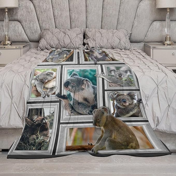Koala Blanket Funny Koala Gifts for Girls Boys Woman Kids Koalas Lover Throw Blankets Soft Blanket Warm Fleece Flannel Plush Blankets for Bed Sofa Couch 40"x50"