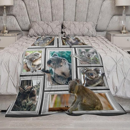 Koala Blanket Funny Koala Gifts for Girls Boys Woman Kids Koalas Lover Throw Blankets Soft Blanket Warm Fleece Flannel Plush Blankets for Bed Sofa Couch 40"x50"