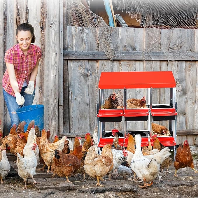 Nesting Boxes for Chickens - 6-Hole Chicken Nesting Boxes for Laying Eggs,Chicken Nesting Box with Lockable Lid - Secure Egg Laying Box for Farm & Backyard - Easy Egg Collection & Protection