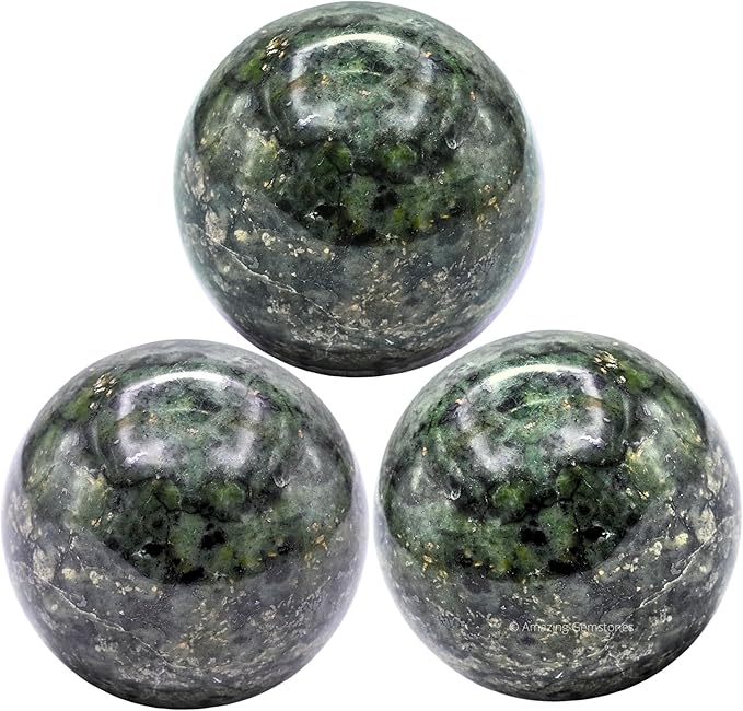 Amazing Gemstone Green Jade Crystal Ball with Stand - 2 Inches Crystal Sphere Meditation Balls for Witchcraft and Decorative Balls