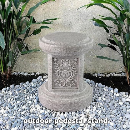 Classic Statuary Stand Outdoor Pedestal Sculpture Decor Plinth Base Riser, Garden or Home Resin Statuary Pedestal, 12.6" Tall, 7.1 Pounds, (Round)