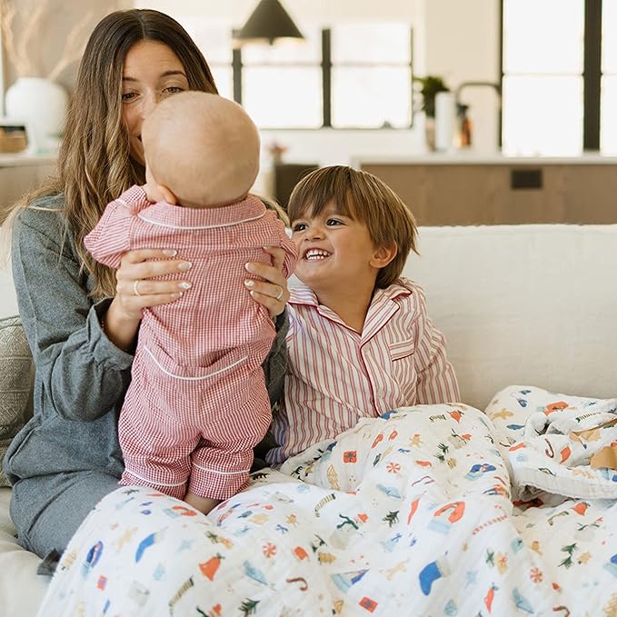 Little Unicorn Premium Quilted Throw | Super Soft, Multi-Layered Muslin XL Blanket| Great for Kids & Families (Christmas Time)