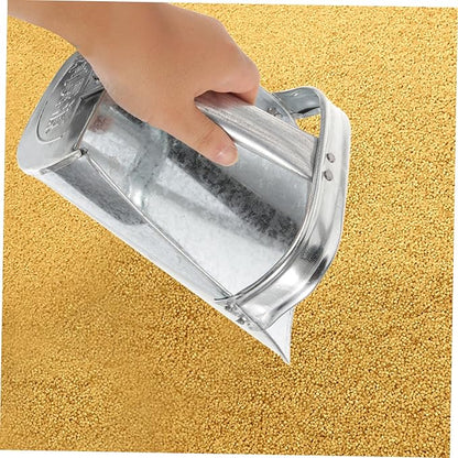 BESPORTBLE Large Stainless Steel Feeding Shovel for Livestock Sturdy Multi-use Feed Scoop Enclosed Handle for Farm Feeding and PET Fodder Distribution