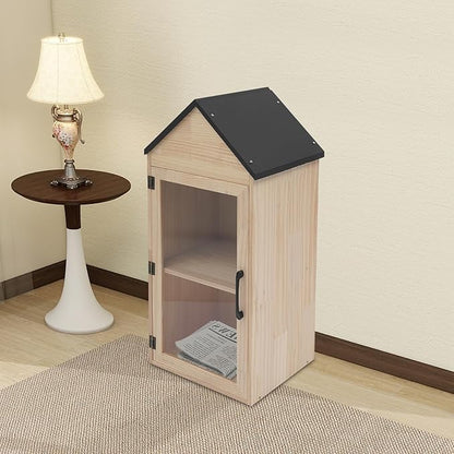 Outdoor Library Book Box - 2-Tier Literature Exchange Box Outdoor Book Storage Little Wood Cabinet with Shelf for DIY, Neighborhoods Community and Schools Sharing Books, Literature (Style 1)