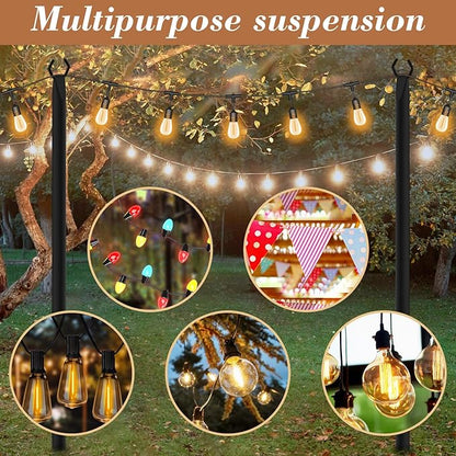 4 Pack String Light Poles, Metal Poles
