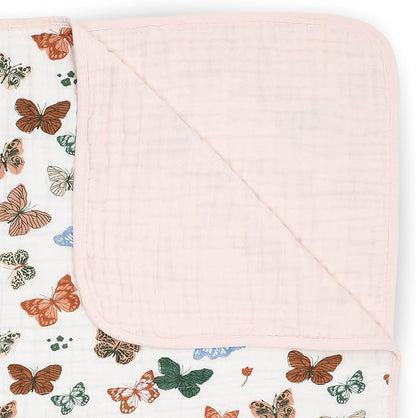 Little Unicorn Original Premium Cotton Quilt | Multi-Layered & Extra-Soft Muslin Fabric |for Babies & Toddlers (Butterflies)