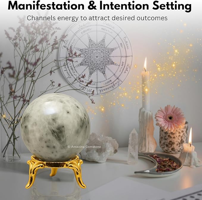 Amazing Gemstone Hackmanite Crystal Ball with Stand - 2 Inches Crystal Sphere Meditation Balls for Witchcraft and Decorative Balls