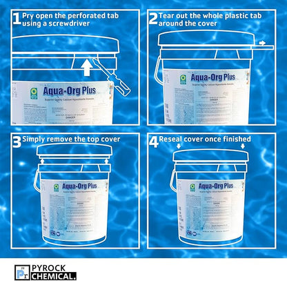 Pool Shock by Aqua Org Plus - 65% Granular Cal Hypo - Swimming Pool Shock for In-Ground, Above Ground, Spas & Hot Tubs - 25 Pound Pail