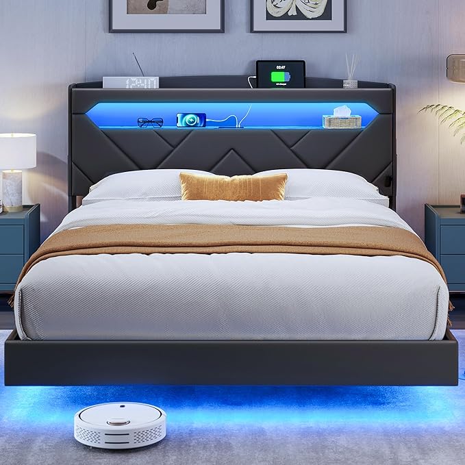 LINSY Floating Bed Frame Queen Bedframe