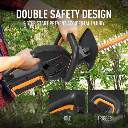 40V 21.6" Battery Hedge Trimmer, 0.7" Cutting Diameter Cordless Hedge Trimmer, Dual Action Blade Power Hedge Trimmers, Electric Hedge Trimmer with Battery & Charger Included