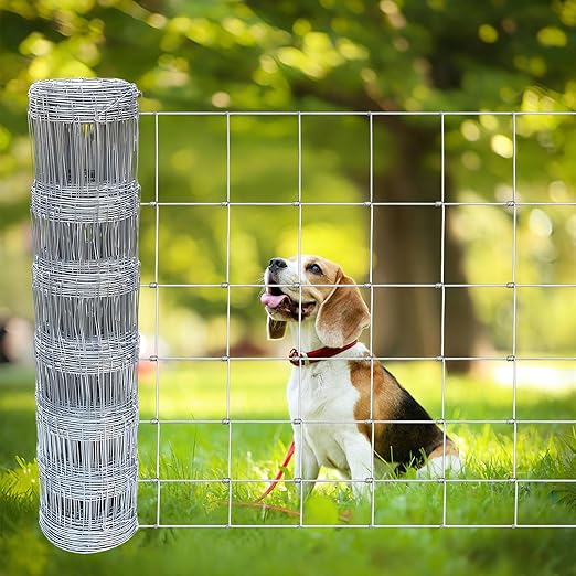 Farm Fence 3ft x 164ft Heavy Zinc Coating Cattle Fence,Galvanized Field Wire Fencing Deer Goat Hog Wire Fencing for Yard Livestock & Animals Protection