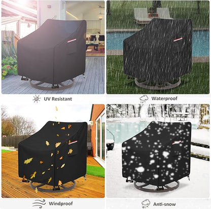 Okcool Outdoor Swivel Chair Cover 2 Pack,Outdoor Furniture Patio Chair Covers Waterproof Clearance,(27.5"W x 32.5"D x 39"H) Outdoor Lawn Patio Furniture Covers,Black