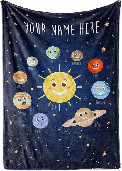 Custom Space Blanket for Kids | Warm Fleece Throw | Room Decor | Plush Flannel Toddler Blanket | Soft Cozy Star Galaxy | Personalized Baby Gift (Space V1, Sherpa - 50x60)