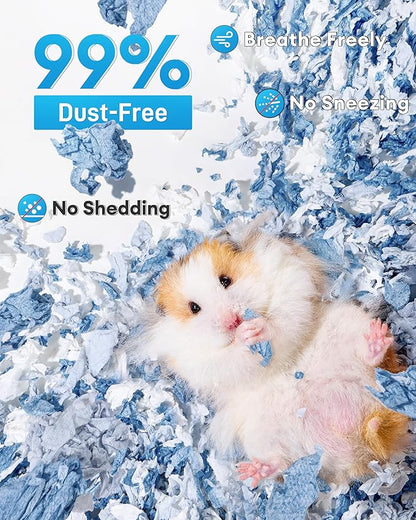 BUCATSTATE Hamster Bedding 70L, 99% Dust-Free Guinea Pig Paper Bedding Odor Control Paper Bedding, Cozy Small Animal Bedding for Rabbit Rat Syrian Dwarf Hamsters Gerbils (Ocean Blue)