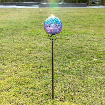VCUTEKA Solar Lights Outdoor Garden Decor Mosaic Solar Garden Lights Waterproof Glass Ball LED Pathway Stake Light for Landscape Lawn Patio Yard Decoration Purple 6 inch